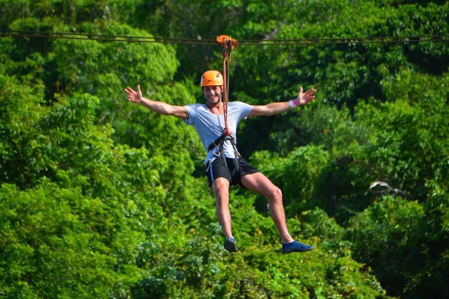 Buggy Ride, Zipline Splash & Waterfall Pool Combo with Lunch - Swimming in the blue cenote