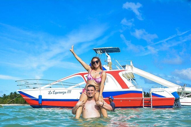 Half-day Private Catamaran Trip with Snorkeling - The natural pool and floating bar stop