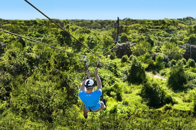 Punta Cana Ziplines, Hanging Bridge, and Waterfall Pool Adventure - Crossing the Himalayan hanging bridge