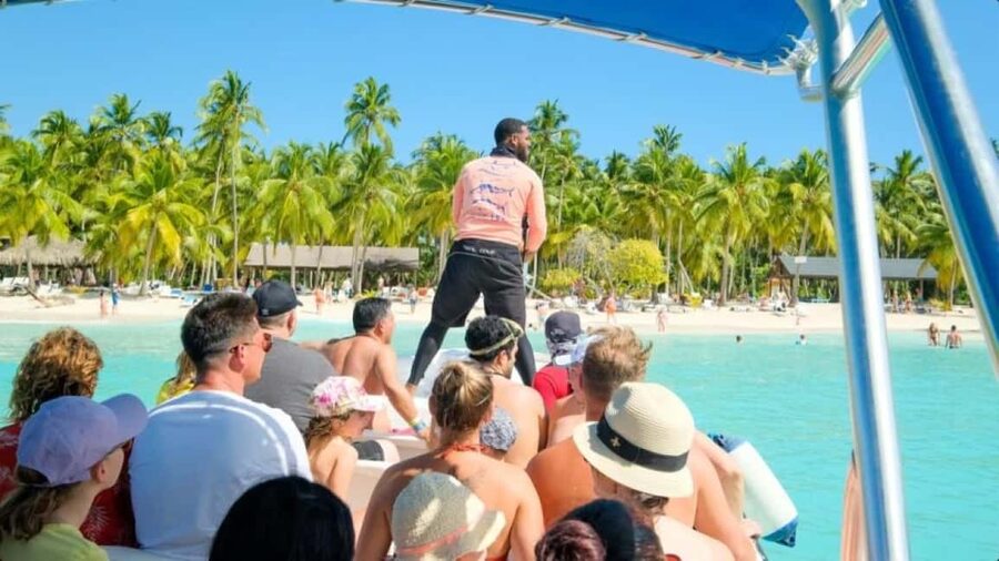Saona Island: Catamaran/Speedboat Tour to a Dream Beach - The return catamaran and Caribbean music